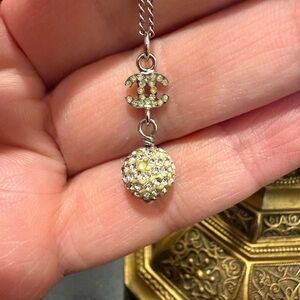 CHANEL Gold and Silver Crystal Ball Necklace